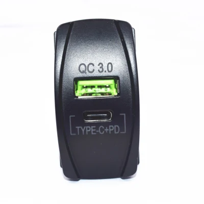 クイックチャージ 3.0 スタイルユニバーサルロッカースイッチ Type-C PD USB 充電ソケットアダプター付き車オートバイマリン用